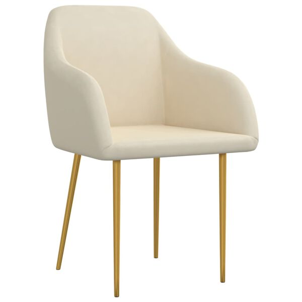 vidaXL Matstolar 2 st gr&auml;ddvit sammet