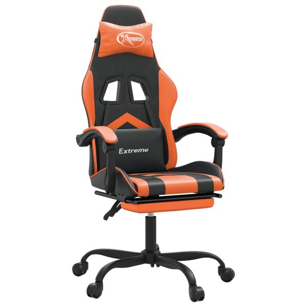 vidaXL Gamingstol med fotst&ouml;d svart och orange konstl&auml;der