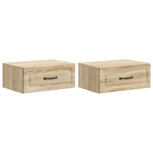 vidaXL V&auml;ggmonterat S&auml;ngbord 2 pcs Sonoma-ek 49 x 34,5 x 20 cm