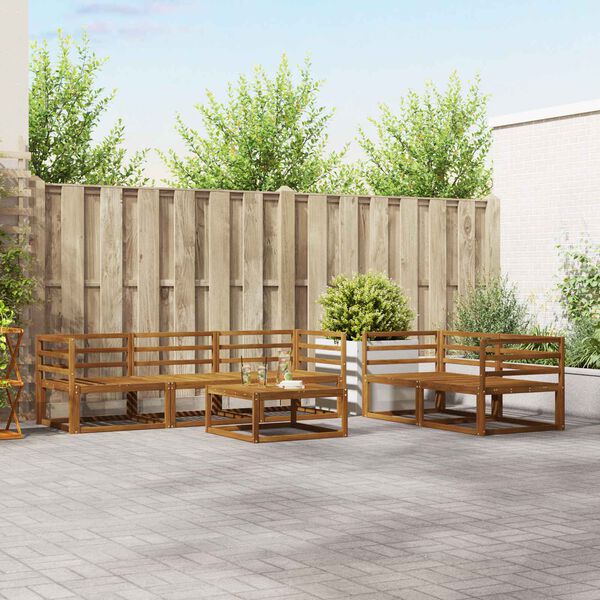 vidaXL Utomhussoffset med kudde 6 pcs Naturlig och Gr&auml;dde