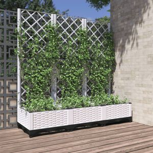 vidaXL Tr&auml;dg&aring;rdskruka med spalj&eacute; vit 120x40x121,5 cm PP