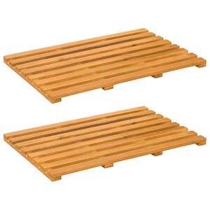 vidaXL Badmatta 2 st Naturlig 56 x 37 cm Massivt Akaciatr&auml;
