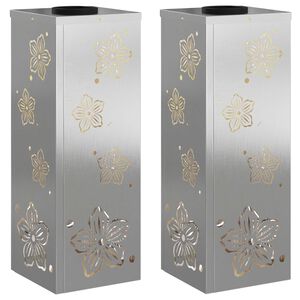 vidaXL Solar LED Stig Ljus 2 pcs Silver Rostfritt st&aring;l