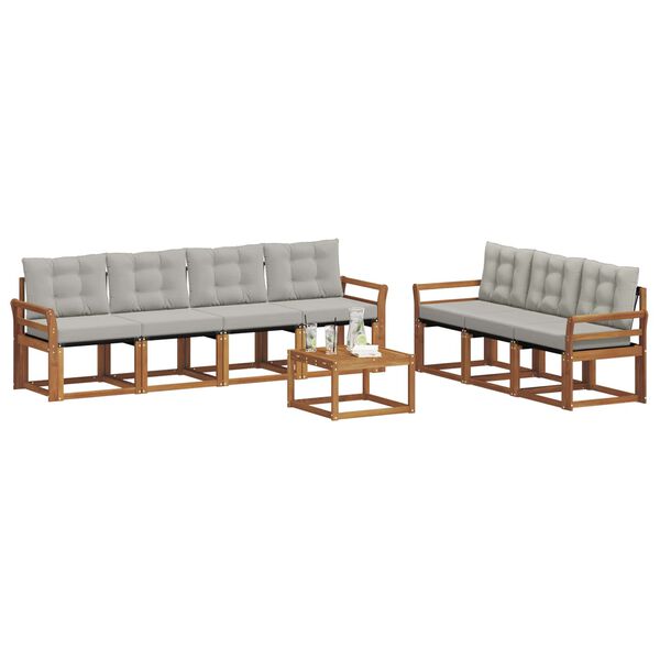 vidaXL Utomhussoffset med kudde 8 pcs Naturlig och Ljus Gr&aring;