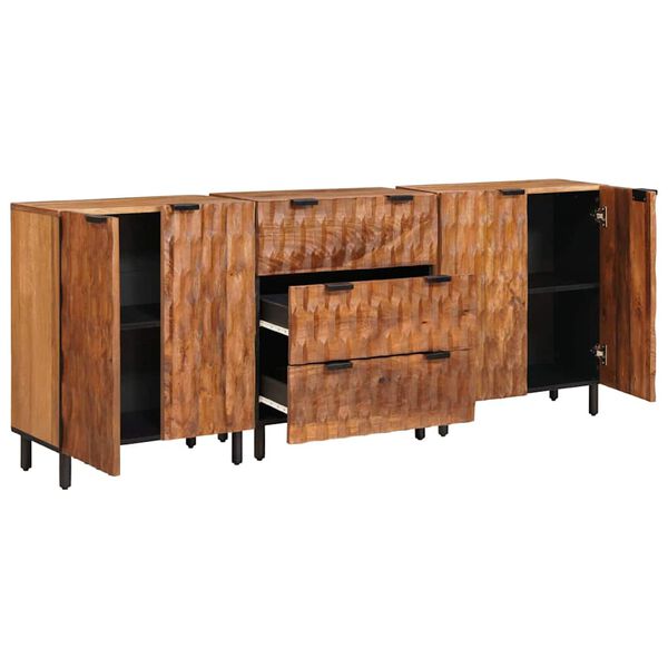 vidaXL Sideboard 3 pcs Acacia Brun Finish 60 x 33 x 75 cm