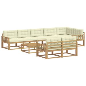 vidaXL Utomhussoffset 9 pcs Vit och gr&auml;dde 79 x 79 x 37 cm Polyester