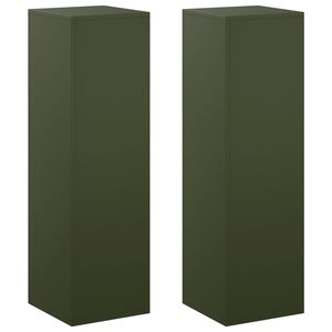 vidaXL V&auml;xtst&auml;ll 2 pcs Olivgr&ouml;n 30 x 30 x 100 cm St&aring;l