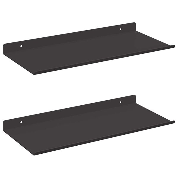 vidaXL V&auml;gg hylla med hylla med lagring 2 pcs Svart 40 x 17,5 x 2,5 cm