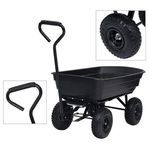 vidaXL Tr&auml;dg&aring;rdsvagn tippbar 300 kg 75L svart
