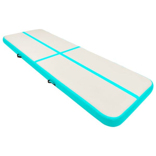 vidaXL Uppbl&aring;sbar gymnastikmatta med pump 300x100x15 cm PVC gr&ouml;n