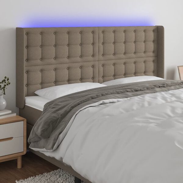 vidaXL S&auml;nggavel LED taupe 163x16x118/128 cm tyg