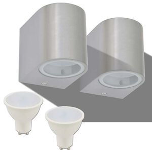 vidaXL Utomhusv&auml;gglampa LED 2 st rund ned&aring;t