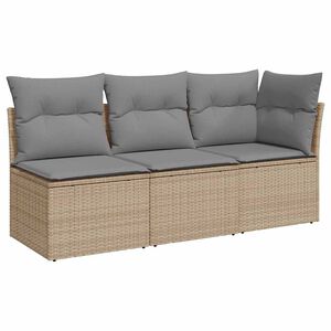 vidaXL Tr&auml;dg&aring;rdssoffa 3-sits med dynor konstrotting beige