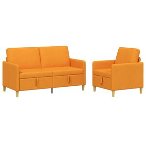 vidaXL Soffgrupp med f&ouml;rvaring 2 st M&ouml;rkgul Polyester