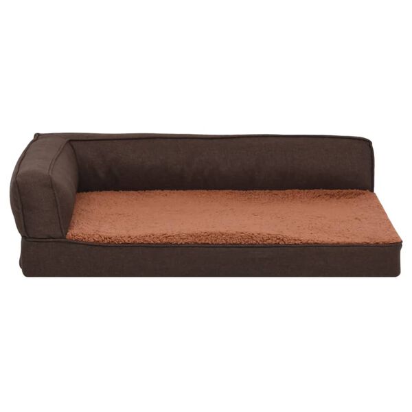 vidaXL Ergonomisk hundmadrass 90x64 cm linnelook fleece brun