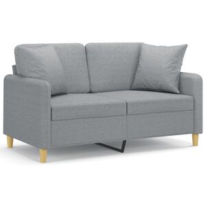 vidaXL 2-sits soffa med prydnadskuddar ljusgr&aring; 120 cm tyg