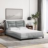 vidaXL Bed Frame with LED without Mattress "Hvar" Light Grey 140x190 cm Fabric