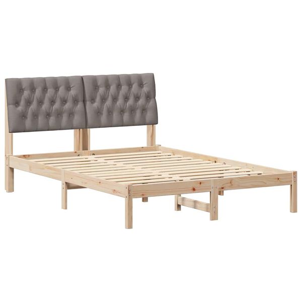 vidaXL S&auml;ngram med Kl&auml;dd Huvudgavel Brun 135 x 190 cm Massiv furu