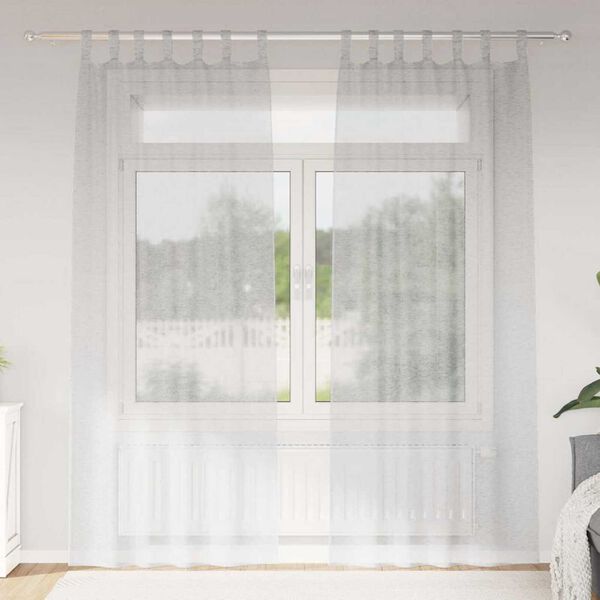 vidaXL Voile Gardin med gardiner 2 pcs Ljusgr&aring; 260 x 140 cm Polyester