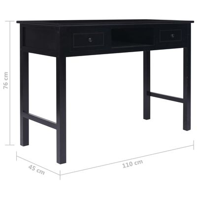 vidaXL Skrivbord svart 110x45x76 cm trä