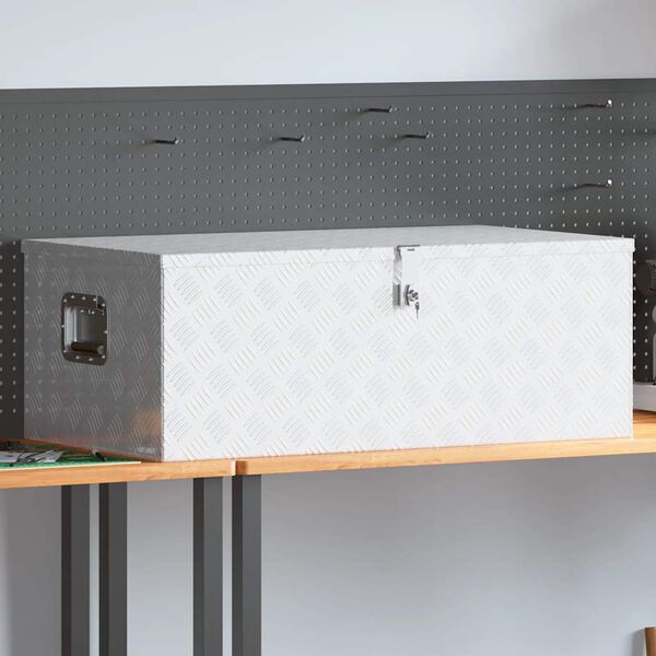 vidaXL Förvaringslåda silver 100x55x37 cm aluminium