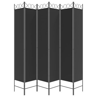 vidaXL Rumsavdelare 6 paneler svart 240x220 cm tyg