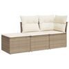 vidaXL Soffgrupp f&ouml;r tr&auml;dg&aring;rden 3 delar med dynor beige konstrotting