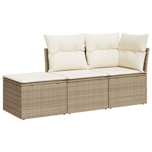 vidaXL Soffgrupp f&ouml;r tr&auml;dg&aring;rden 3 delar med dynor beige konstrotting