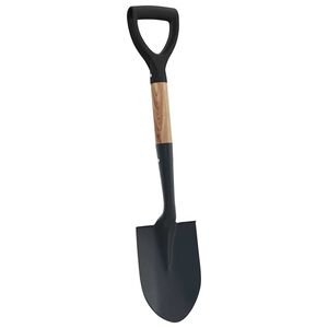 vidaXL Skyffel Svart 68,5 cm Power Coated st&aring;l och solid tr&auml;