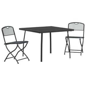vidaXL Utem&ouml;belset 3 pcs Antracit J&auml;rn och st&aring;l