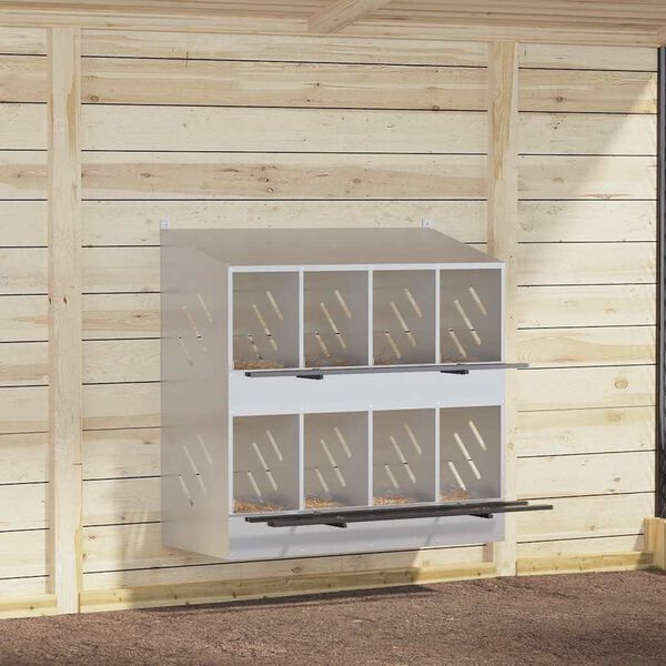 vidaXL Kycklingholk med 8 fack galvaniserad silvermetall