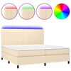 vidaXL Rams&auml;ng med madrass & LED gr&auml;ddvit 200x200 cm tyg