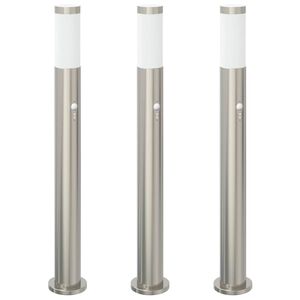 vidaXL Pollare med sensor 3 st 80 cm rostfritt st&aring;l IP44