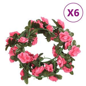vidaXL Blomstergirlanger 6 st r&ouml;d rosa 240 cm
