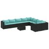 vidaXL Loungegrupp 10 delar med svarta dynor konstrotting