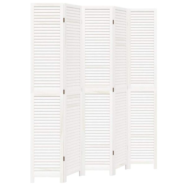 vidaXL Rumsavdelare 5 paneler vit massivt kejsartr&auml;