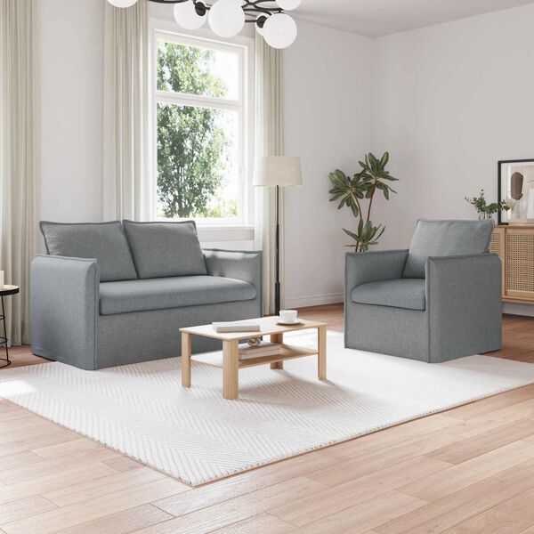 vidaXL Soffa 2 pcs Ljusgr&aring; 136 x 82 x 85 cm tyg
