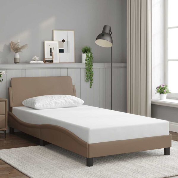 vidaXL Bed Frame "Dover" Cappuccino 100x200 cm Faux Leather