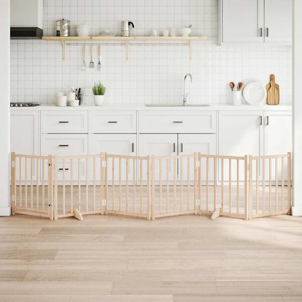 vidaXL Hundgrind med d&ouml;rr vikbar 6 paneler 300 cm massivt grantr&auml;