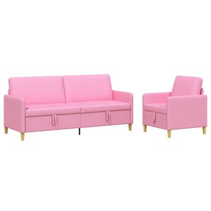 vidaXL Soffgrupp med f&ouml;rvaring 2 st Rosa Polyester