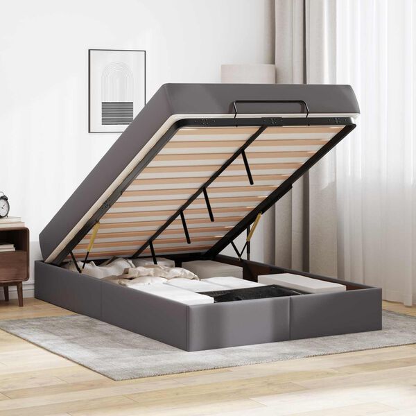 vidaXL S&auml;ngram med madrass med madrass 2 pcs Gr&aring; PVC