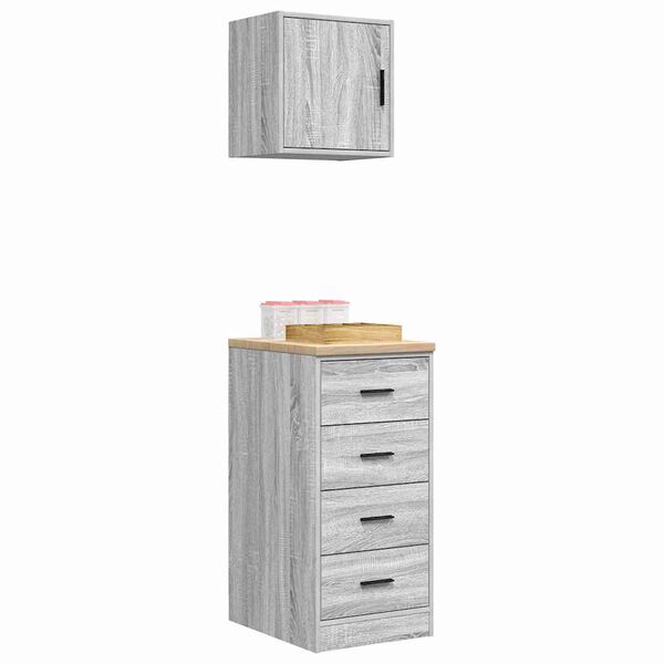 vidaXL Garageskåp 2 st, grå Sonoma konstruerat trä