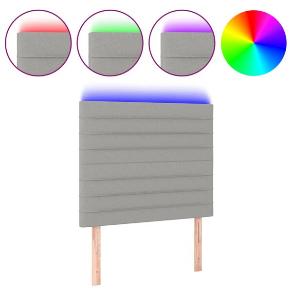 vidaXL S&auml;nggavel LED ljusgr&aring; 80x5x118/128 cm tyg