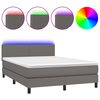 vidaXL Rams&auml;ng med madrass & LED gr&aring; 140x190 cm konstl&auml;der