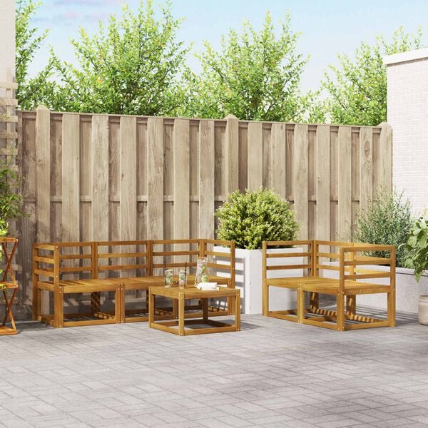 vidaXL Utomhussoffset med kudde 6 pcs Naturlig och Gr&auml;dde