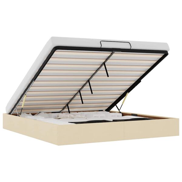 vidaXL Ottoman sängram utan madrass gräddvit 180x200 cm tyg