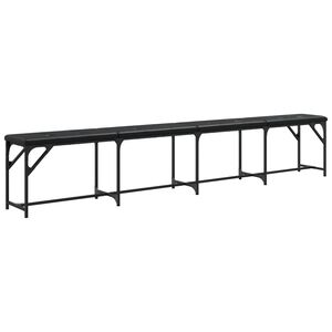 vidaXL Matsalsb&auml;nk svart 248x32x45 cm st&aring;l och konstl&auml;der