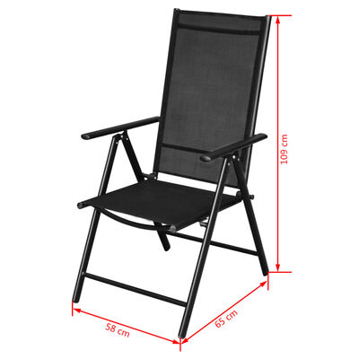 vidaXL Matgrupp för trädgården m. hopfällbara stolar 9 delar aluminium