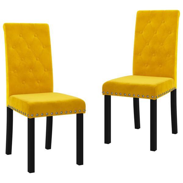vidaXL Matstolar 2 st gul sammet