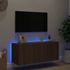 vidaXL V&auml;ggmonterad tv-b&auml;nk LED brun ek 100x35x41 cm
